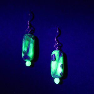 Uranium glass bead earrings